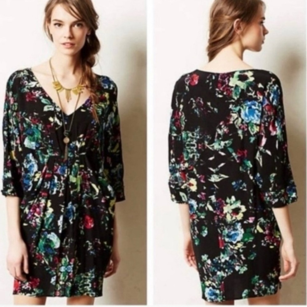 Anthropologie Maeve Floral Batwing Mini Dress Medium